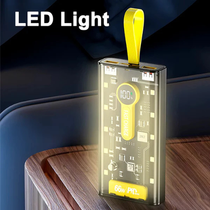 60 Days Money Back Guarantee 20,000mAh  –PD 66W Super Fast Charging Transparent Power Bank With Free Delivery