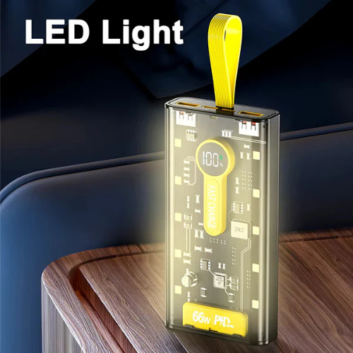 60 Days Money Back Guarantee 20,000mAh  –PD 66W Super Fast Charging Transparent Power Bank With Free Delivery