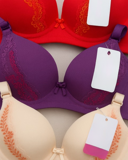 Silk Embroidered Padded Bra for Women – Luxury Undergarment with Soft Silk Fabric, Stylish Embroidery, Comfortable Fit & Everyday Support (Random Color) - 36