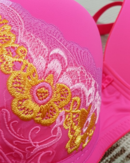 Silk Embroidered Padded Bra for Women – Luxury Undergarment with Soft Silk Fabric, Stylish Embroidery, Comfortable Fit & Everyday Support (Random Color) - 36