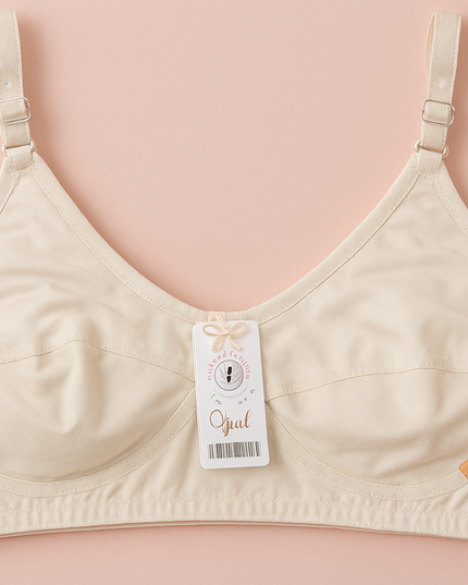 Jersey Soft Fabric Non-Padded Bra for Women – Plain Comfortable & Lightweight Everyday Wear Lingerie in Beige,