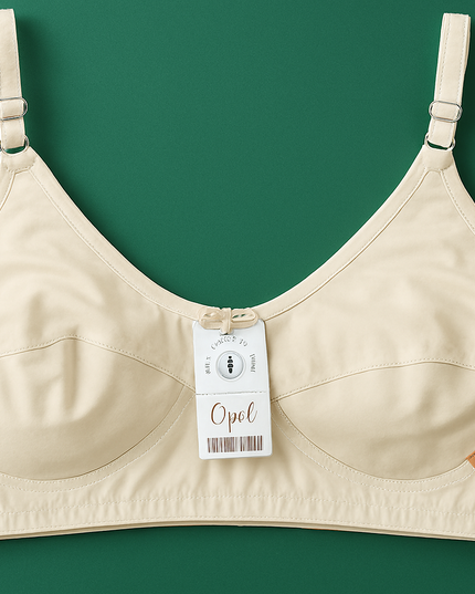 Jersey Soft Fabric Non-Padded Bra for Women – Plain Comfortable & Lightweight Everyday Wear Lingerie in Beige,