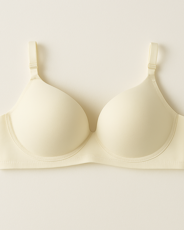 Cotton Light Padded Bra – Comfortable Everyday Wear, Plain Design (Sizes 32–42, Beige) - 32