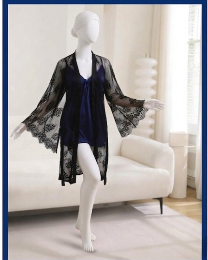 2-Piece Women's Sleepwear Set – Camisole, Shorts & Lace Gown Soft Satin Nightwear Free Size