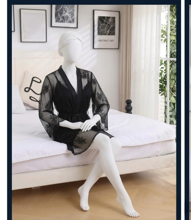 2-Piece Women's Sleepwear Set – Camisole, Shorts & Lace Gown Soft Satin Nightwear Free Size