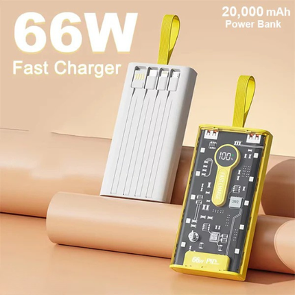 60 Days Money Back Guarantee 20,000mAh  –PD 66W Super Fast Charging Transparent Power Bank With Free Delivery