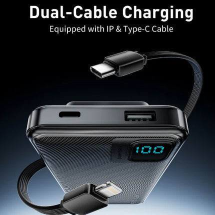 VEN-DENS 10,000mAh Power Bank: UK Design | 22.5W PD Fast Charge | Built-in Cables | Digital Display | 1-Year Warranty | Free Delivery