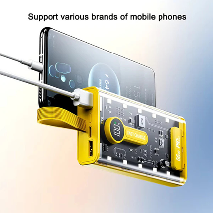 60 Days Money Back Guarantee 20,000mAh  –PD 66W Super Fast Charging Transparent Power Bank With Free Delivery