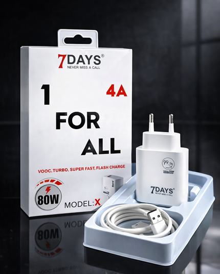 7DAYS 80W Fast Charger – Universal 4A Super Fast Charging Adapter