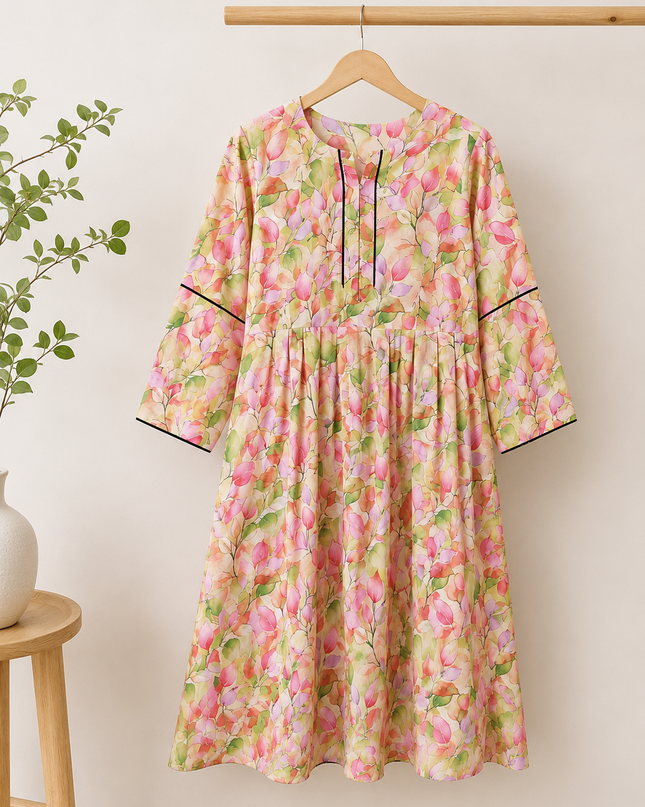 Women's Floral Printed Short Kurti – Soft Casual Daily Wear | Multicolor