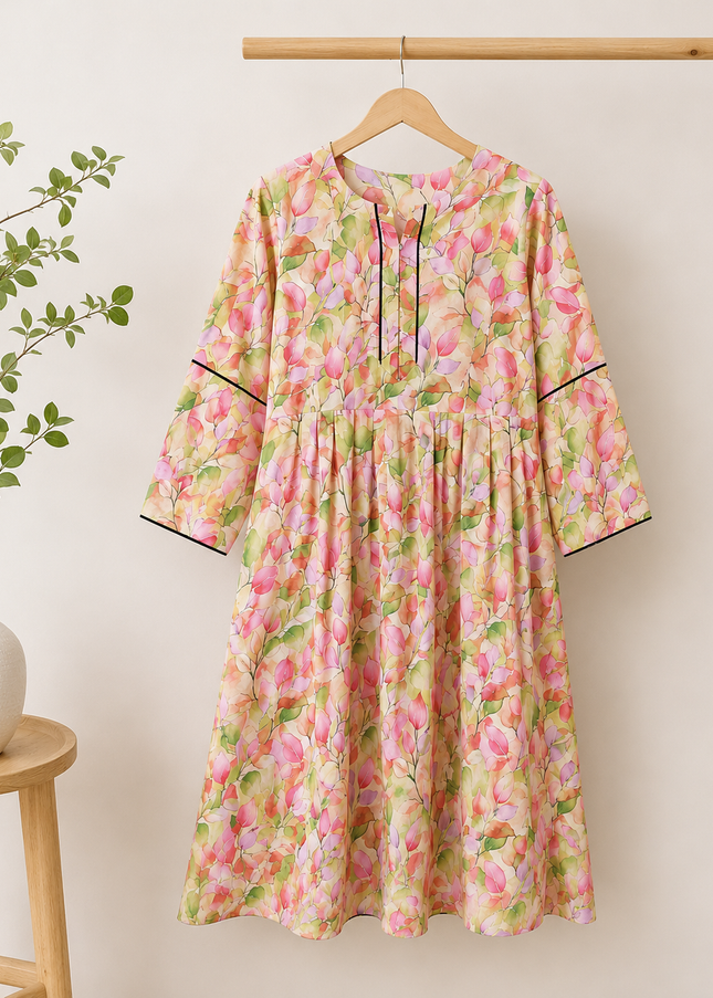 Women's Floral Printed Short Kurti – Soft Casual Daily Wear | Multicolor