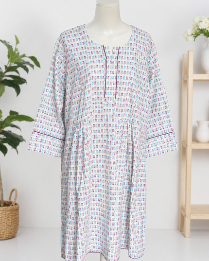 Women's Printed Cotton Kurti – Soft Daily Wear Casual Long Kurta | Comfortable Floral Print
