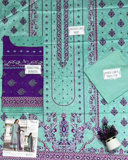 Blue Printed Lawn 3-Piece Suit for Women