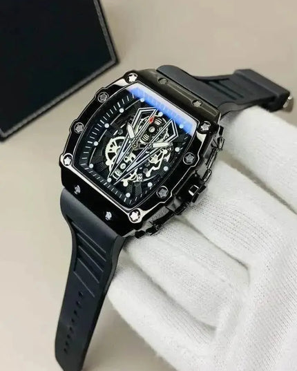 Richard Black Belt Skeleton Watch