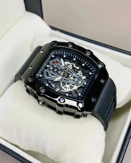 Richard Black Belt Skeleton Watch