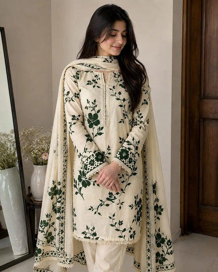 3 Pcs Women's Unstitched Printed Suit
