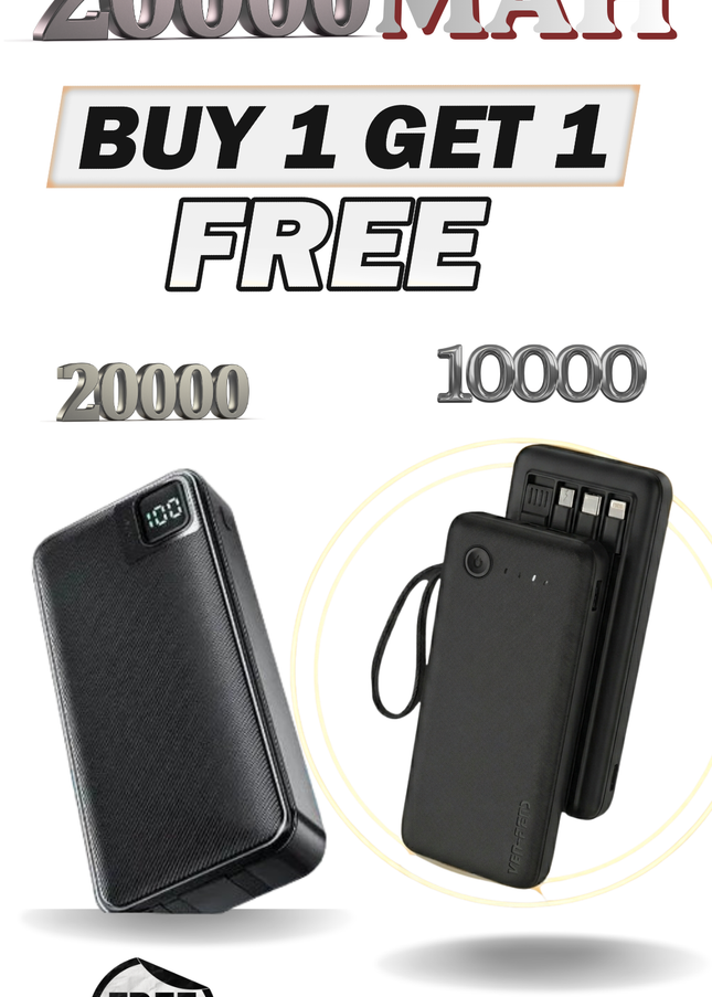 Buy 1 Get 1 FREE – VEN-DENS 10000mAh 37W Pro + 20000mAh Power Bank | UK Imported | 1 Year Warranty + Free Delivery