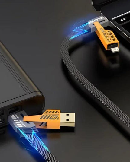 Fast Charging 3 in 1 Charging Cable - 1 Pcs - Type C & iPhone Compatible