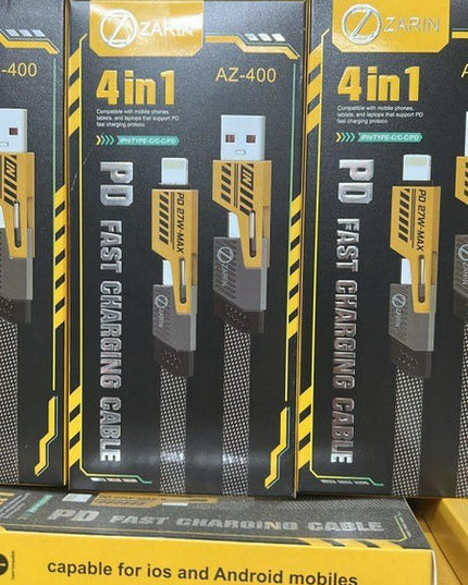 Fast Charging 3 in 1 Charging Cable - 1 Pcs - Type C & iPhone Compatible