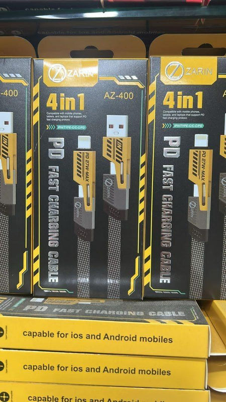 Fast Charging 3 in 1 Charging Cable - 1 Pcs - Type C & iPhone Compatible