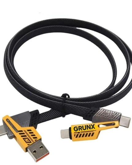 4 In 1 Black Copper Core Charging Cable - 1 Pcs