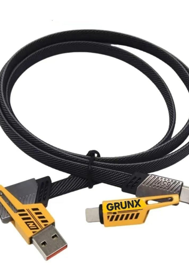 4 In 1 Black Copper Core Charging Cable - 1 Pcs