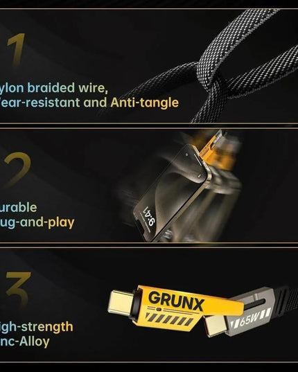 4 In 1 Black Copper Core Charging Cable - 1 Pcs