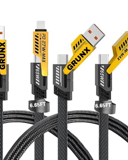 4 In 1 Black Copper Core Charging Cable - 1 Pcs