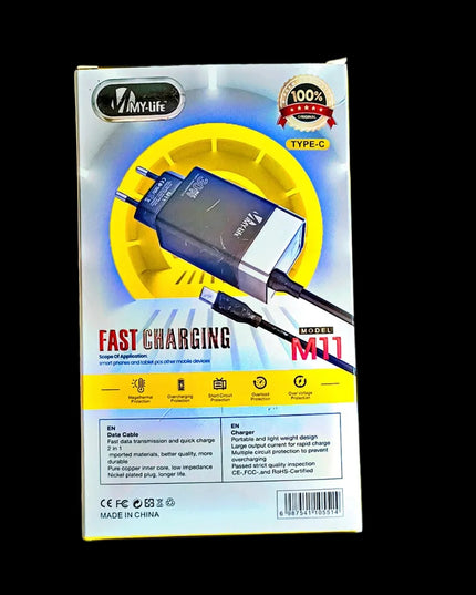 MY-Life M11 30W Fast Charger with Type-C Cable | Super Fast Charging Adapter